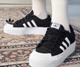 adidas NIZZA PLATFORM厚底增高运动帆布鞋女阿迪达斯三叶草 一号黑/白   36.5 实拍图