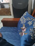 千衣布伊 新中式沙发靠垫办公室实木椅子靠背垫座椅抱枕客厅红木坐椅靠枕套沙发枕头长方形定制 刺绣牡丹阁-蓝（单个） 40*60含芯 实拍图
