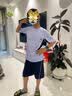 左西男童套装夏季儿童运动服A类2026拼接网眼速干球服透气 紫色 150 实拍图