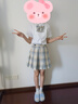 萝美酱jk制服春秋全套女生短裙学院风JK裙百褶裙半身裙套装显瘦裙子 柠檬格裙+短袖衬衫+领结 S 【建议80-95斤】 实拍图