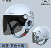 绿源（Luyuan）电动车头盔电瓶车3c认证摩托车头盔女男通用四季盔半盔防晒安全帽 冰川蓝-大眼精灵-防晒长镜 【不带护耳】 实拍图