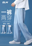 GLM牛仔裤男夏季款宽松直筒裤子男潮流百搭美式休闲阔腿长裤浅蓝L 实拍图
