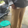 罗蒙（ROMON）真丝香云纱阔腿裤女夏季新款直筒裤高腰显瘦宽松桑蚕丝九分休闲裤 咖色 抗皱免烫- XL 115-130 实拍图