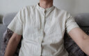 构致（GLOY&ZENITH）夏季亚麻衬衫男士短袖薄款衬衣商务休闲简约纯色棉麻半袖男上衣潮 天蓝 L（115-130斤） 实拍图