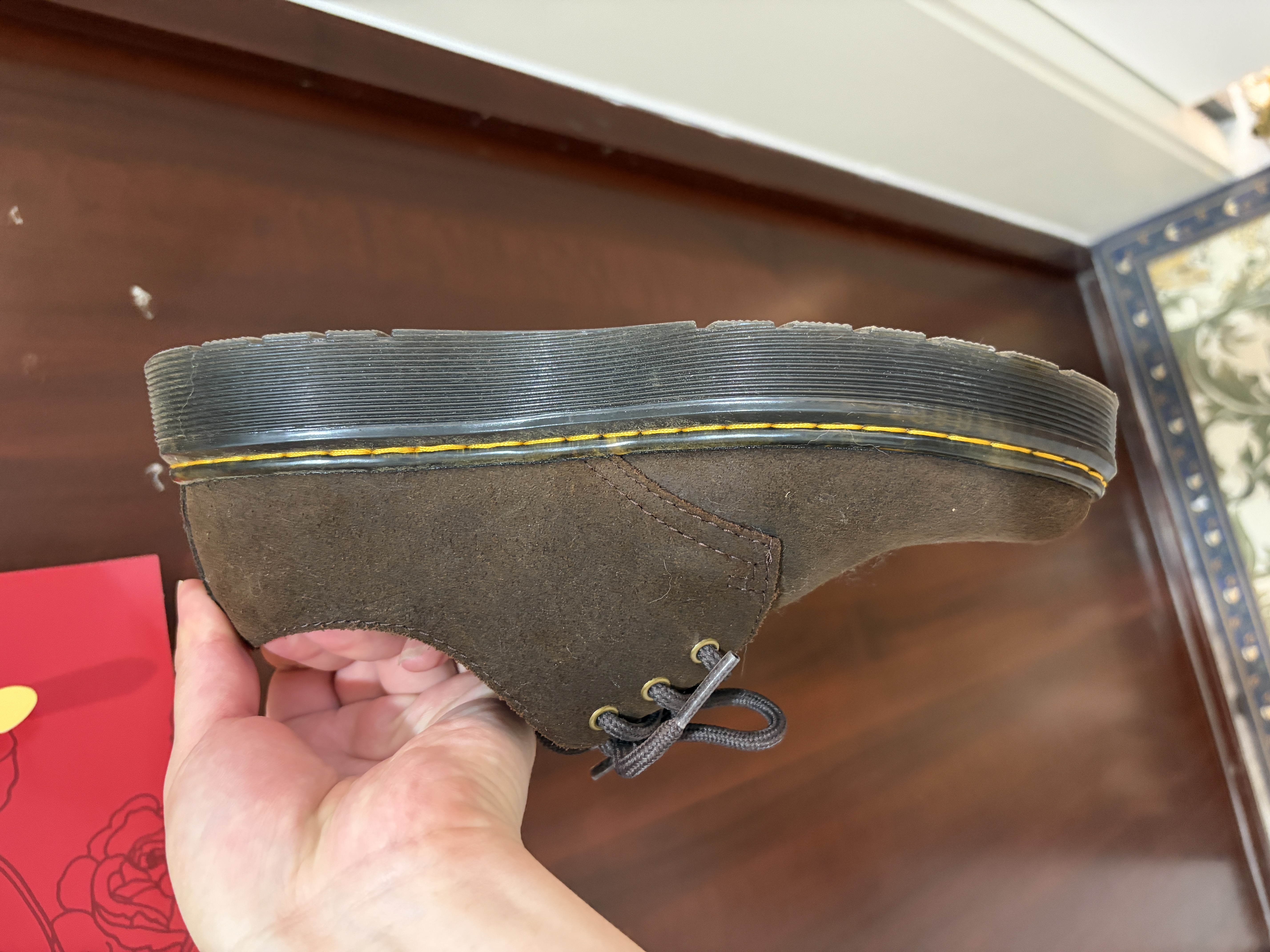 马丁博士（Dr.Martens）Zavala Lo春舒适百搭轻量翻毛皮棕色薄底皮鞋单鞋 深棕色 36 实拍图