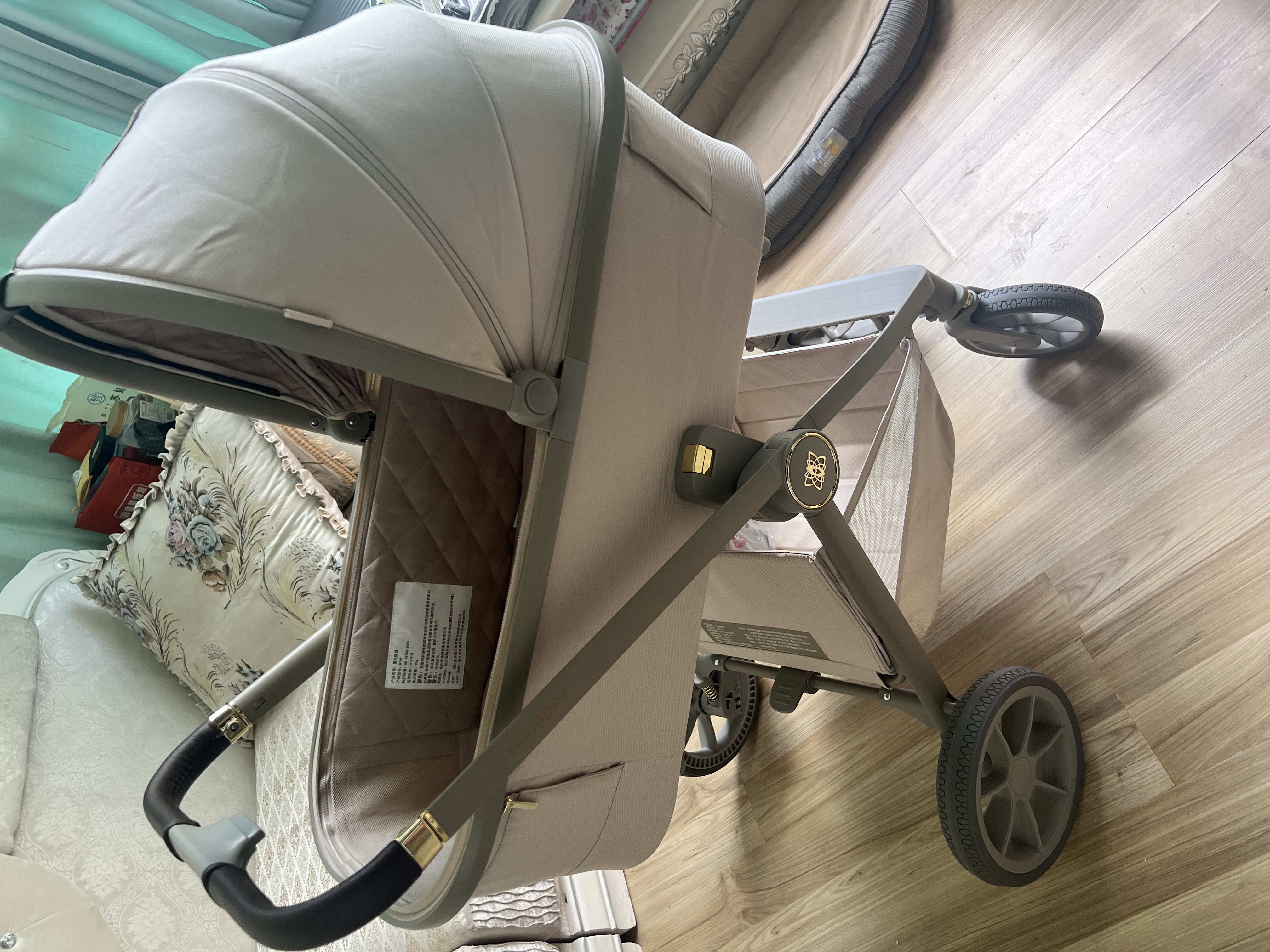 哈卡达妙灵婴儿车0-3岁用折叠可坐可躺高景观双向溜娃婴儿推车遛娃神器 【Pro+版】单车+睡篮大象灰 实拍图
