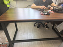 馨美凯电脑桌台式家用简易书桌办公桌简约现代工作台租房卧室学习写字桌 【单桌1.6cm厚桌面】黑架+深胡桃 长140cm*宽70cm*高74cm 实拍图