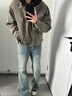 NEW OR MODE巴黎bootcut弯刀微喇牛仔裤男新款美式潮牌高街宽松直筒休闲裤子 怀旧蓝 XL 【建议130-150斤】 实拍图