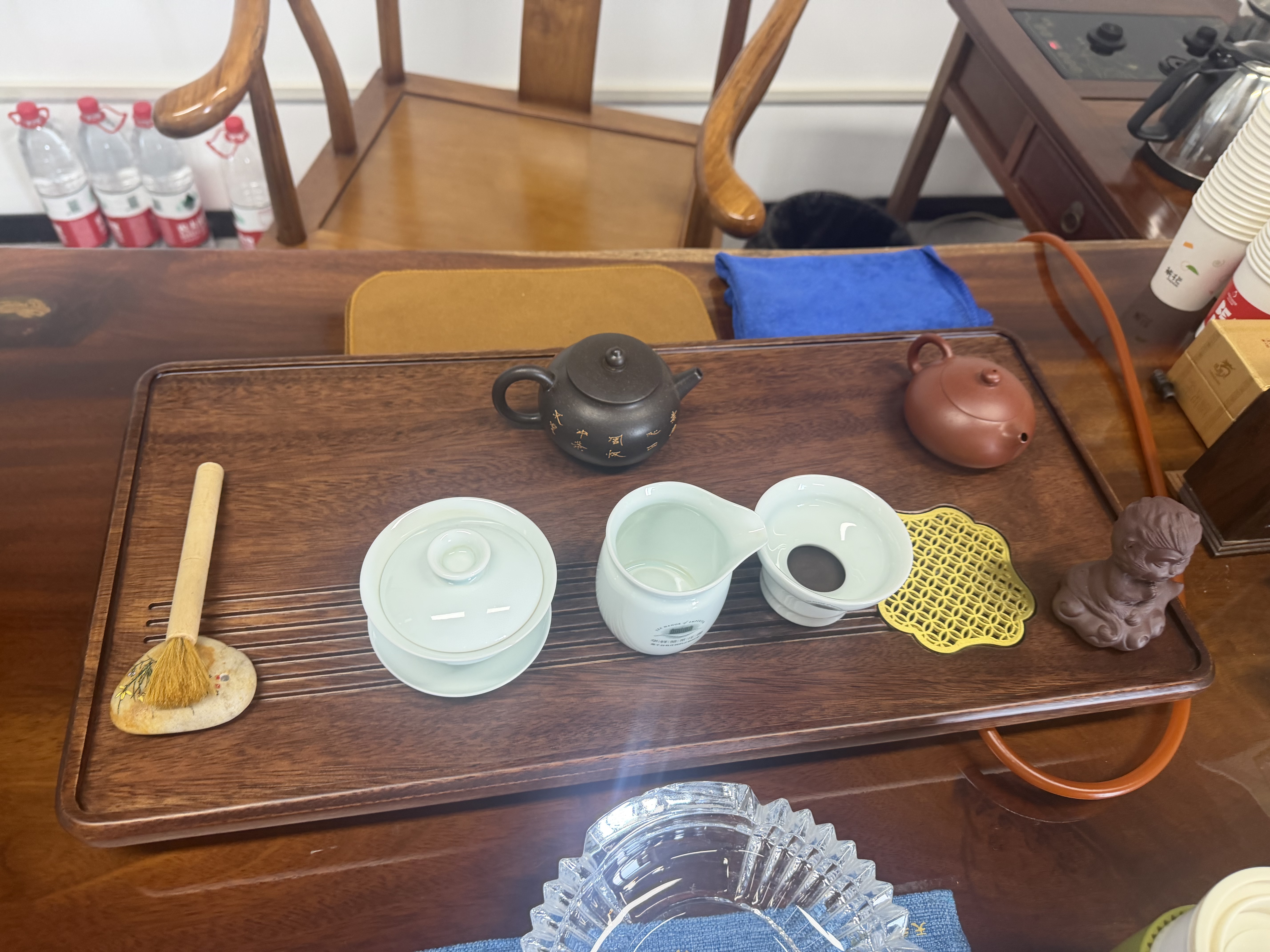 石福记天然黑胡桃木茶盘家用整板整料实木茶台功夫茶具茶托盘排水木茶海 整块实木  62*30*4.5（cm）单茶盘 实拍图