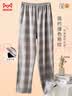 猫人男士睡裤男精梳纯棉时尚格纹休闲宽松家居服浅灰2XL 实拍图