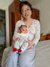 Mom Jane哺乳上衣孕妇秋衣莫代尔睡衣内搭春秋款喂奶月子服保暖内衣带胸垫 白印小熊（单上衣-四季柔滑莫代尔） 可拆罩杯 XL建议体重(135-160斤) 实拍图