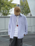 NEW OR MODE长袖衬衫男士宽松竖条纹休闲上衣外套潮牌cityboy港风日系衬衣男 浅蓝色 XL (建议135-155斤) 实拍图