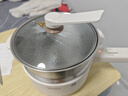 美的（Midea）电煮锅 小电锅 不锈钢0涂层电热锅 宿舍小锅多功能锅 1.6L学生寝室一体泡面小火锅XZC2017G 配蒸笼 实拍图