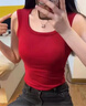 莫代尔白色u型美背自带胸垫背心女夏季内搭无袖t恤外穿辣妹短款上衣 实拍图