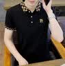 花花公子t恤男翻领夏季潮流男士短袖冰丝棉polo汗衫2026夏款高端体恤半袖T 黑色 XL 【推荐120-135斤】 实拍图