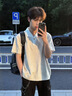 OEMG 老钱风麦穗纹假两件拼接短袖T恤男士夏季高级感宽松百搭潮流上衣 杏色 【高品质】 XL [建议110-130斤] 实拍图