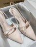 CHARLES&KEITH缎面蝴蝶结尖头高跟凉鞋女生日礼物送女友CK1-60361556 Light Pink浅粉色 38 实拍图