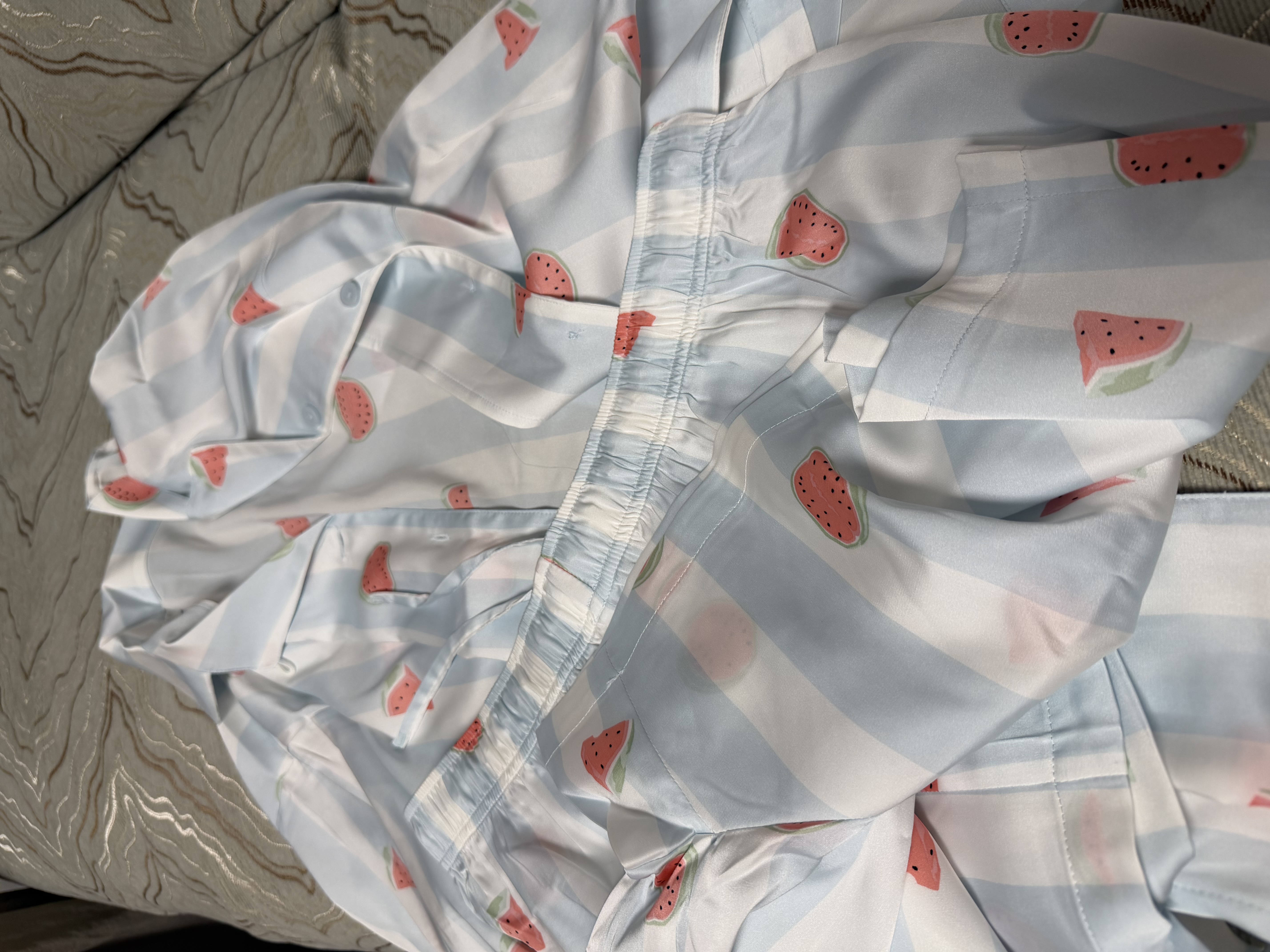 蕉内5系好好吃睡衣女春夏冰丝凉感缎面短袖情侣可外穿空调房家居服女 实拍图