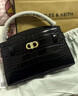 CHARLES&KEITH鳄鱼纹凯莉包手提斜挎婚包包女包生日520礼物CK2-50270880-1 Black黑色 S 实拍图