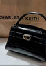 CHARLES&KEITH鳄鱼纹凯莉包手提斜挎婚包包女包生日520礼物CK2-50270880-1 Black黑色 S 实拍图