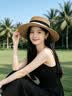 型麦法式平顶草帽女款大头围沙滩度假礼帽大码编织帽送礼 米色米丝带 实拍图