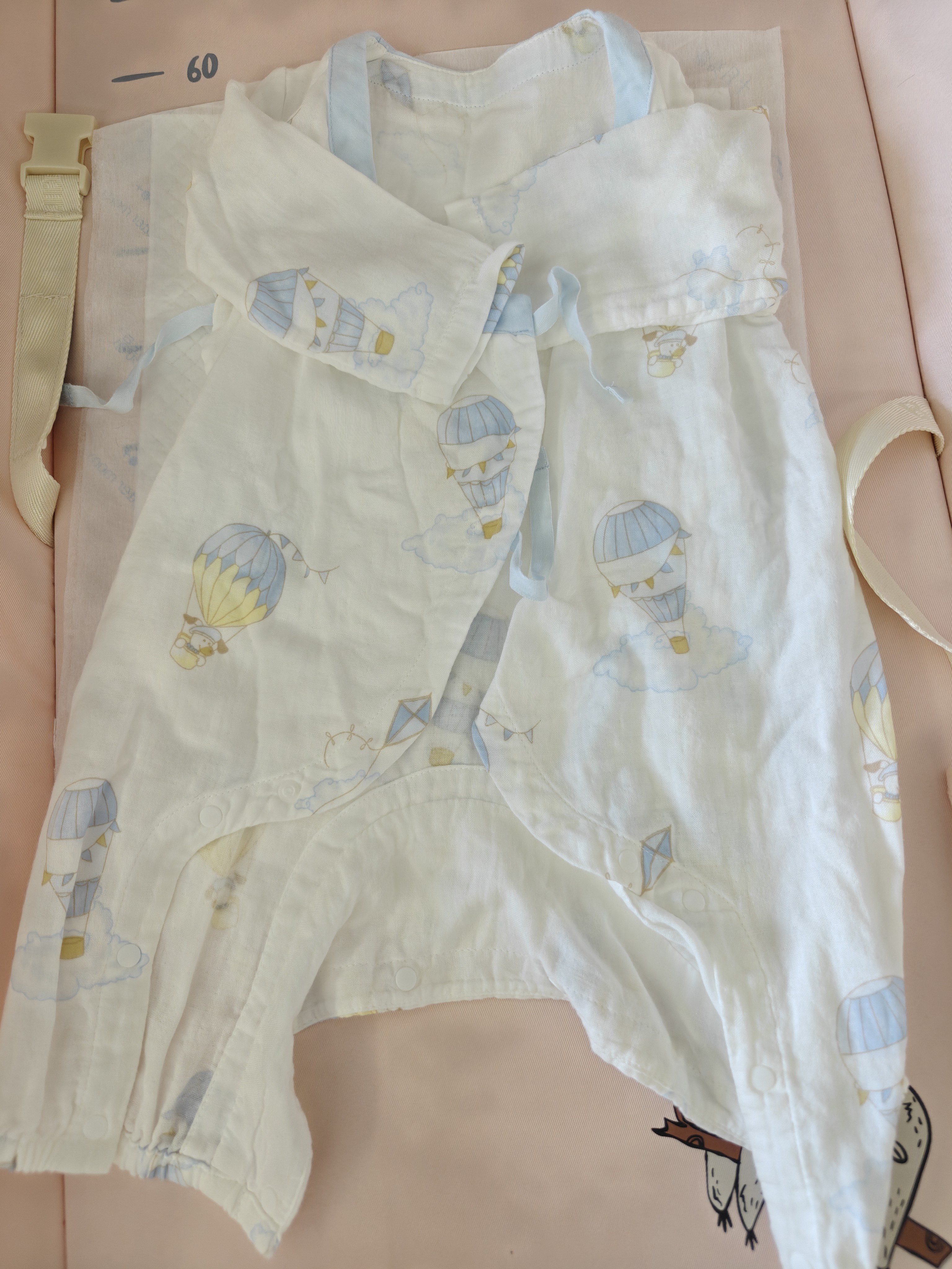 全棉时代纯棉新生婴儿抗菌纱布连体衣服新款防蚊宝宝春夏满月服和袍59码 【春夏短袖】云中游乐园 66cm （3-6个月） 实拍图