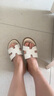达芙妮拖鞋女牛皮一字带居家沙滩鞋舒适软底女鞋子4024303084 米色 37 实拍图