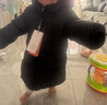 保姆鹅  【风墙】儿童羽绒服宝宝中长款护脸加厚外套保暖童装[NG2664] 炭黑 100 实拍图