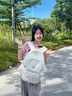 viney书包小学生初中高中大学生背包女大容量旅行双背包户外出游旅行包 白色+可爱挂件 简约轻便高颜值休闲减负电脑包 实拍图
