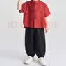 罗蒙男童新式汉服套装国风唐装儿童中秋节毕业演出服 酒红色130 实拍图
