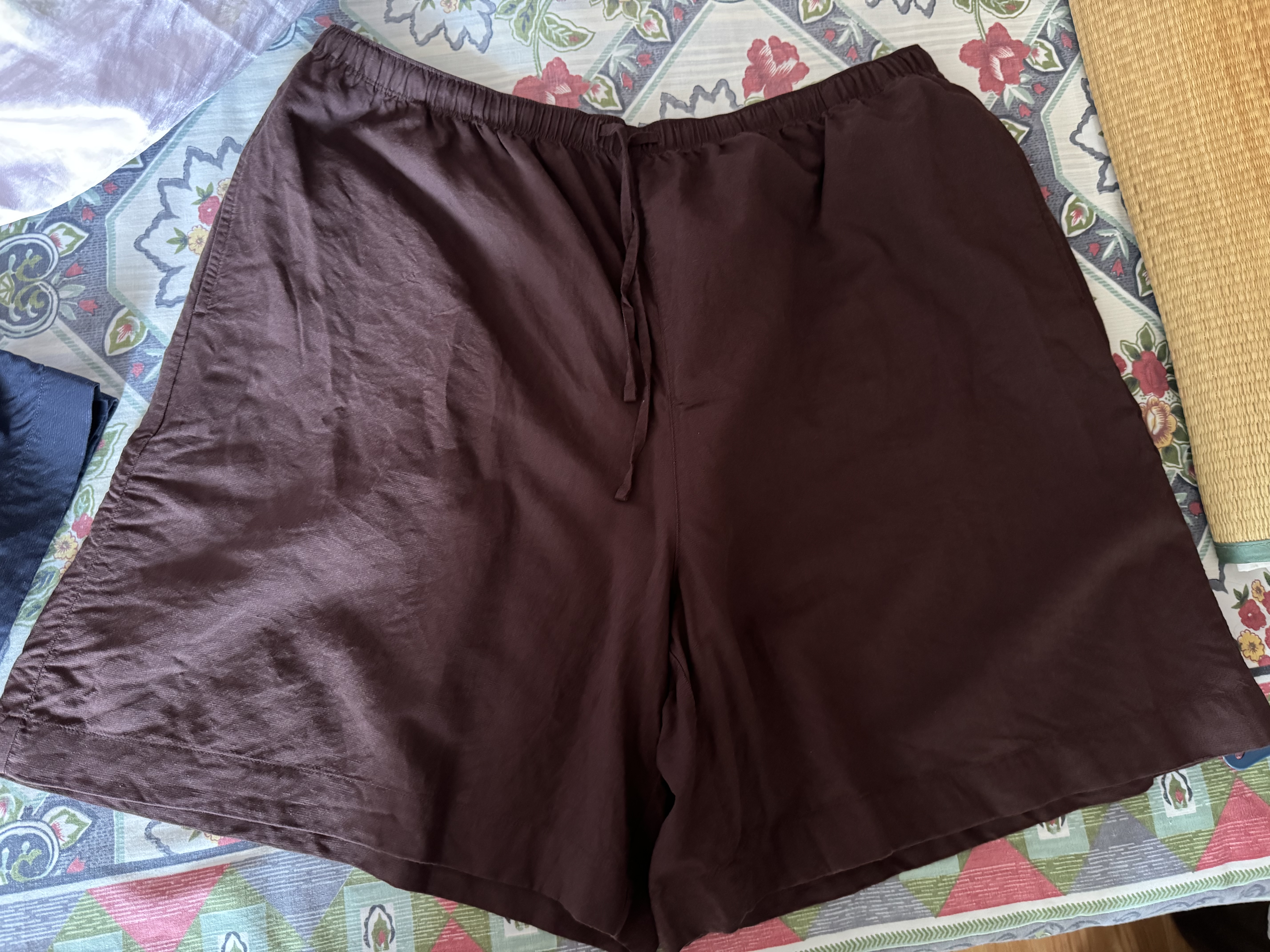 优衣库麻混纺舒适短裤女装26春夏新款485251 37 栗色 3XL 实拍图