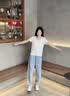 2025夏季纯棉宽松短袖t恤女士正肩重磅短袖上衣简约纯色打底衫 200G纯棉圆短T白色 L 实拍图