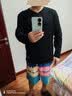 Mr.Bu布先生明星同款男士长袖T恤春秋季小白T情侣内搭打底衫纯色衣服 V领-曜岩黑 L (175) 实拍图