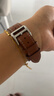 MSSM适用苹果手表表带apple watch爱马仕款iwatch S11小牛皮真皮表带ultra3/S10/9/Se3商务表带 浅棕色 实拍图