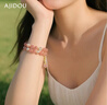 AJIDOU阿吉豆手链女新中式高级感石英岩玉珍双层叠戴铃铛吊坠珍珠手串 实拍图