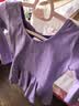 艾舞戈儿童舞蹈服夏季女童芭蕾舞裙练功服幼儿园宝宝表演棉裙考级舞蹈 紫罗兰-长袖-后背蝴蝶 130 实拍图