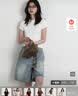【欧时力同款】纯棉正肩短袖t恤女纯色内搭显瘦正肩圆领修身上衣 白色（高质量款） L 实拍图
