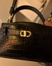 CHARLES&KEITH鳄鱼纹凯莉包手提斜挎婚包包女包生日礼物送女友CK2-50270880-1 Black黑色 S 实拍图