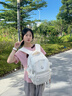 viney书包小学生初中高中大学生背包女大容量旅行双背包户外出游旅行包 白色+可爱挂件 简约轻便高颜值休闲减负电脑包 实拍图