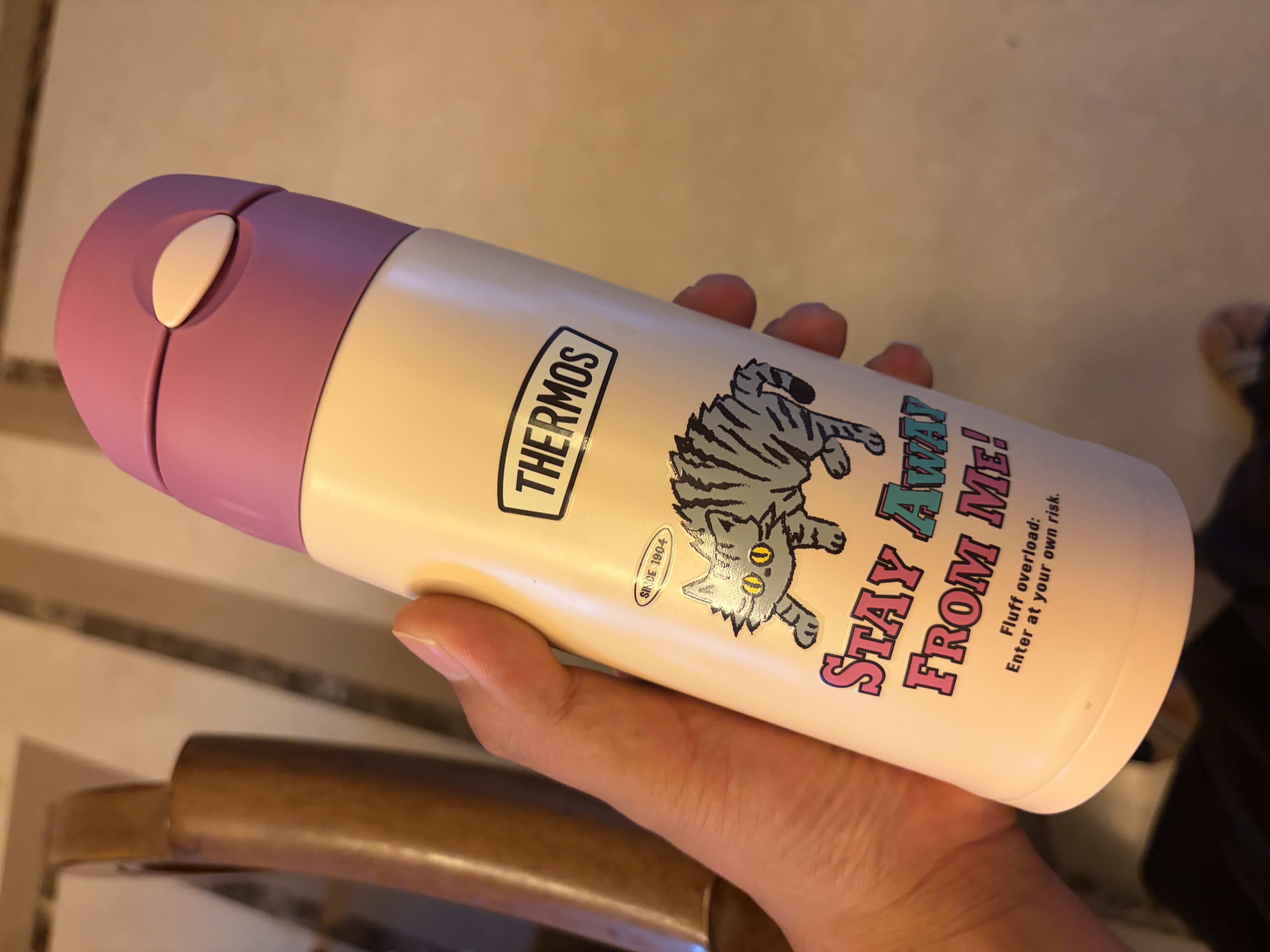 膳魔师儿童316L保温杯学生吸管水杯复古系列一杯三盖水壶600ml  紫 实拍图
