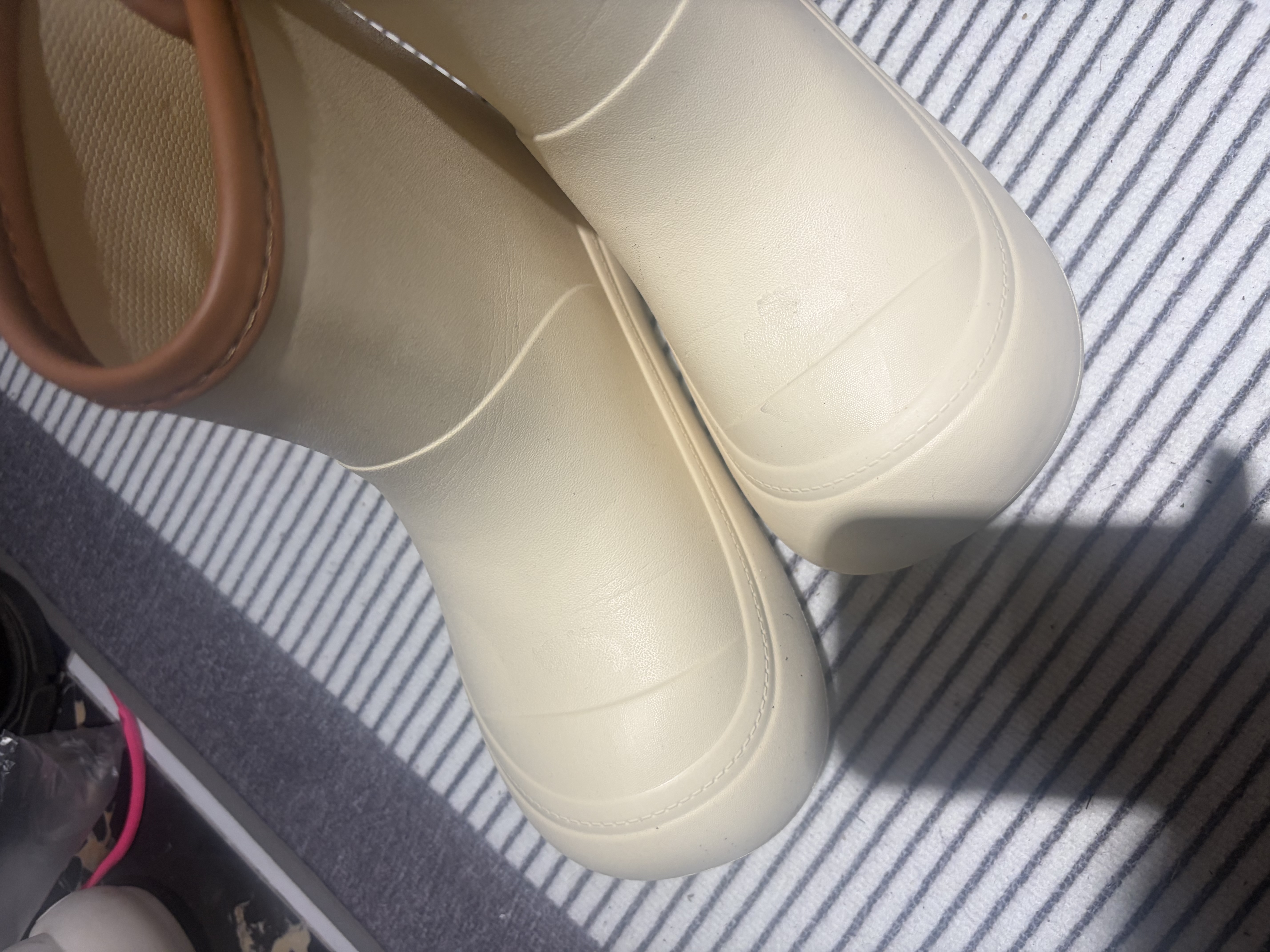 细细条（XIXITIAO）可爱雨鞋女ins春夏防滑防水中筒水鞋户外卡通玩水雨靴成人 奶黄棕 38-39 【偏大,建议拍小一码】 实拍图