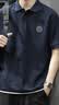 JEEP吉普短袖T恤男士夏季假两件Polo休闲衫宽松衣服男装 藏青色 2XL 实拍图