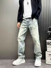逐梦颜牛仔裤高街男黄泥染布水洗欧美做旧直筒裤子vibe国潮情侣长裤子潮 图色 M 实拍图