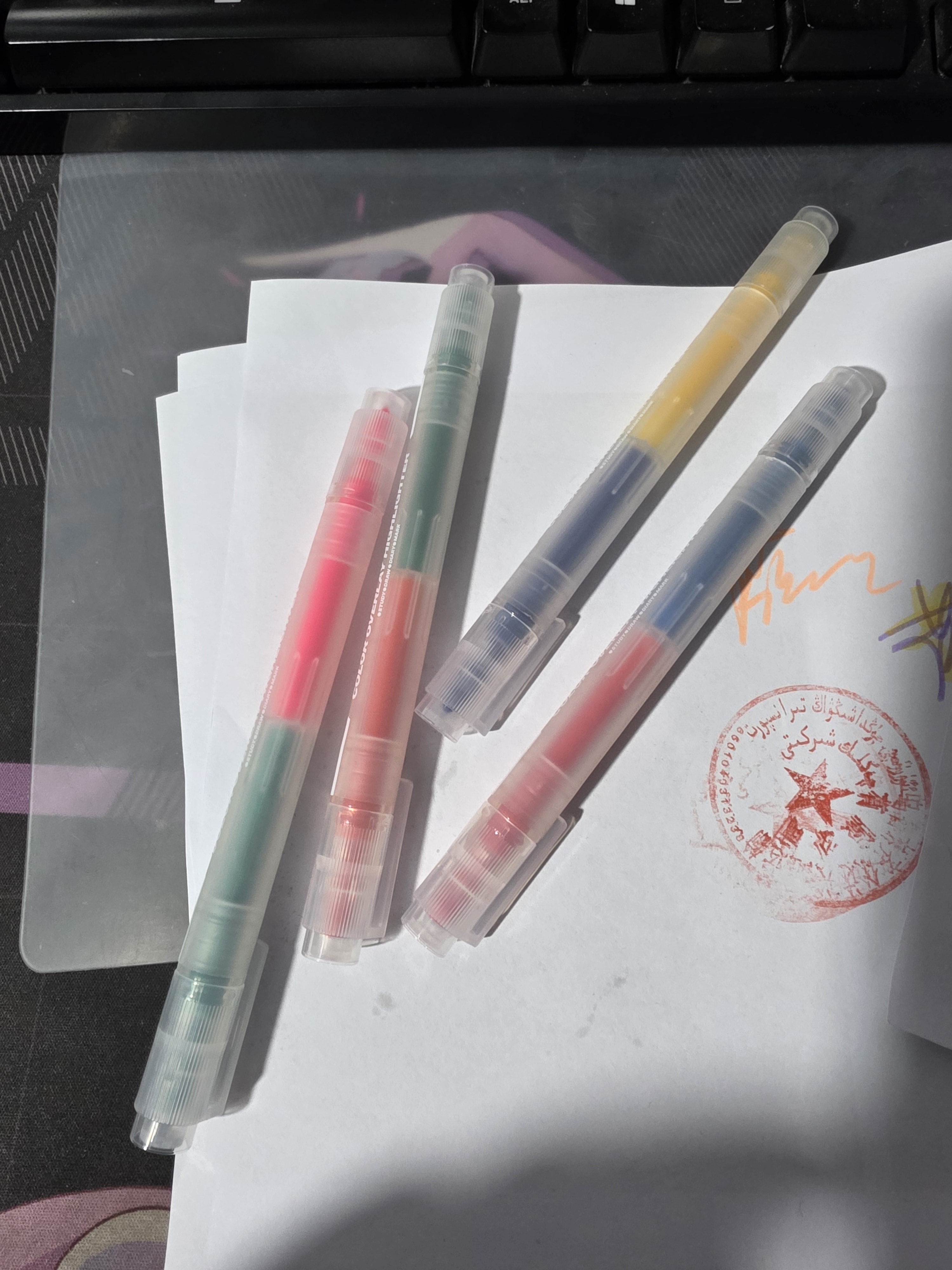卡西米尔双头叠色荧光笔 彩色记号笔 标记划重点不晕染 高颜值手账笔 两色系12支24色 实拍图