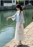 丹珠娜（DanZhuNa）新中式连衣裙女装2026夏季新款国风套装穿搭绝美汉服改良版长裙子 蓝色上衣+白色裙子 M 实拍图