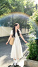 棉致法式方领收腰显瘦连衣裙女夏季小个子海边度假高级感气质初恋长裙 6645杏色【高品质】 L 100-115斤 实拍图