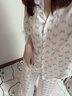 ubras26年新款流光心动开襟套装夏季薄款睡衣女士高端睡衣家居家服男 短袖长裤【带杯】-白底蓝蝴蝶 S 实拍图