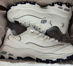 斯凯奇（Skechers）女鞋小白熊女士休闲鞋子厚底增高百搭运动软底老爹鞋女99999863 白色/海军蓝色/WNV 37.5 实拍图