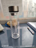 天喜（TIANXI） 水杯玻璃杯大容量杯子家用便携男女办公泡茶杯随手茶水分离杯 本色350ml（双层加厚玻璃） 实拍图