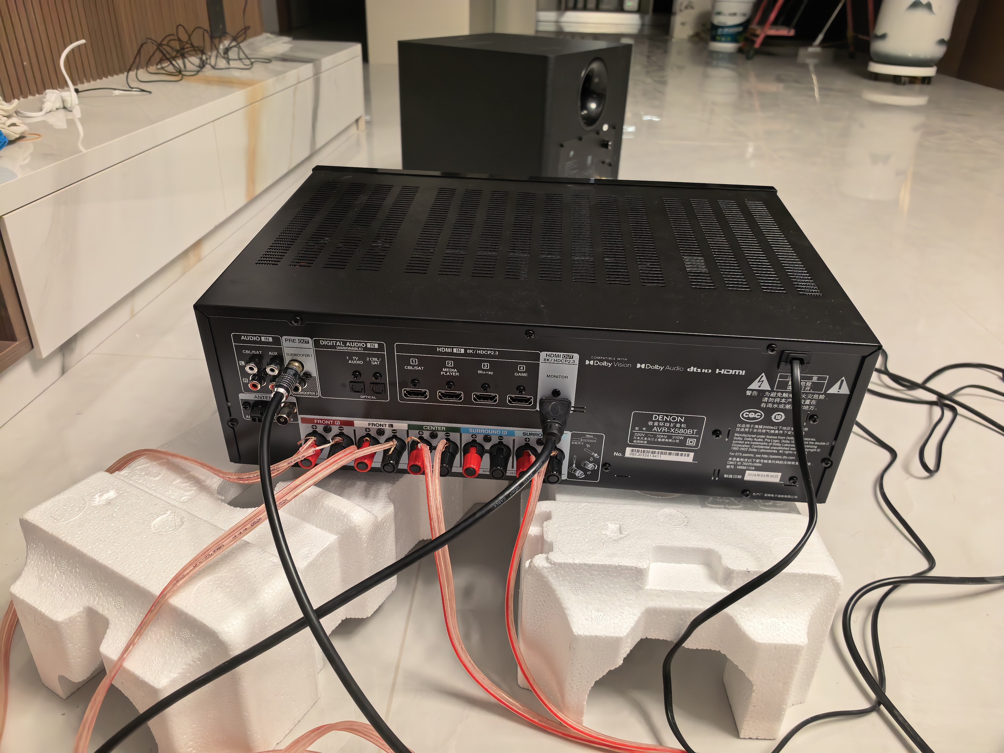 天龙（DENON）AVR-X580BT功放家庭影院5.2声道AV功放机进口发烧级大功率支持USB蓝牙8K杜比DTS音效HDMI2.1 黑色 实拍图